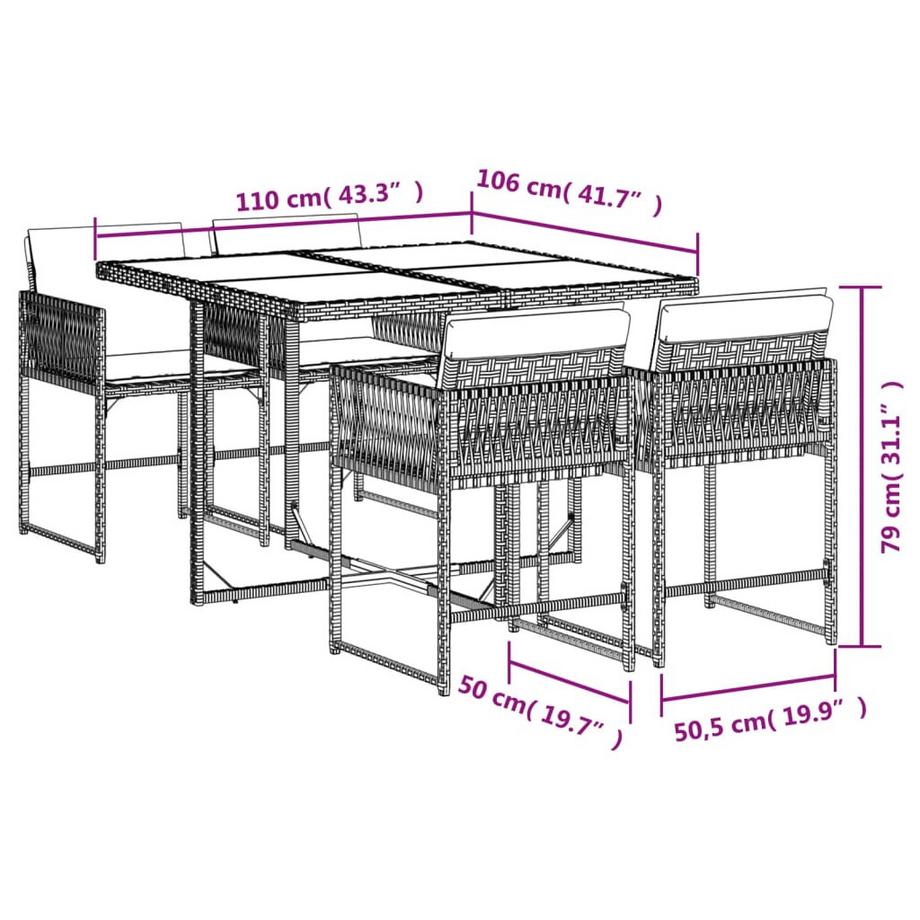 VidaXL Garten essgruppe poly-rattan  