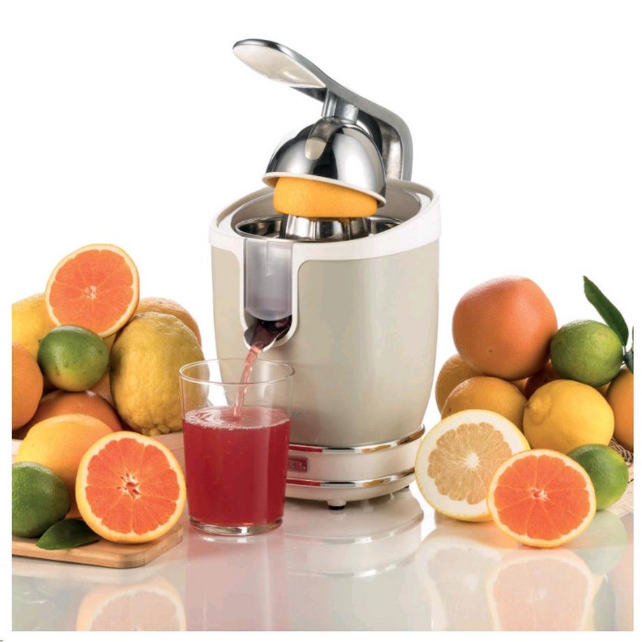 Ariete Ariete 413 Spremiagrumi Elettrico con Leva - Salvagoccia - Motore Silenzioso - 85 Watt - Design Vintage - Beige  