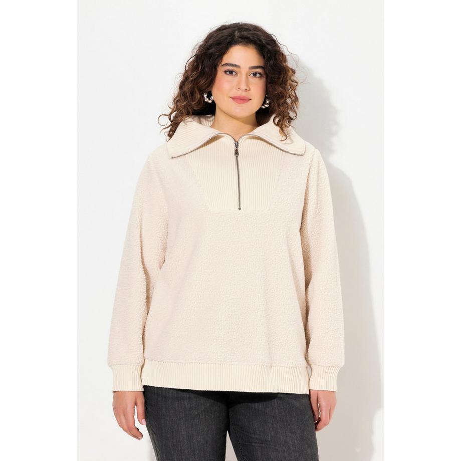 Ulla Popken Polaire Teddy Col Montant Manches Longues Troyer  