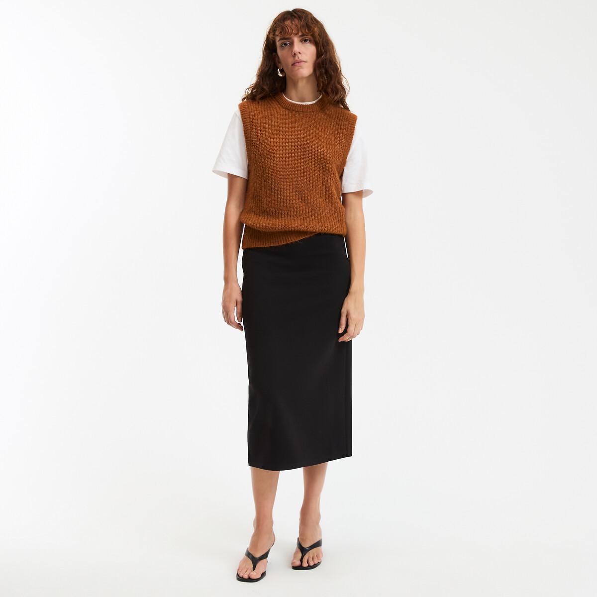 La Redoute Collections Pull sans manches col rond en alpaga mélangé  