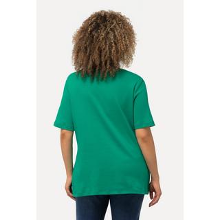 Ulla Popken  T-shirt doublé sur le devant, col rond et manches courtes - coupe Slim Fit 