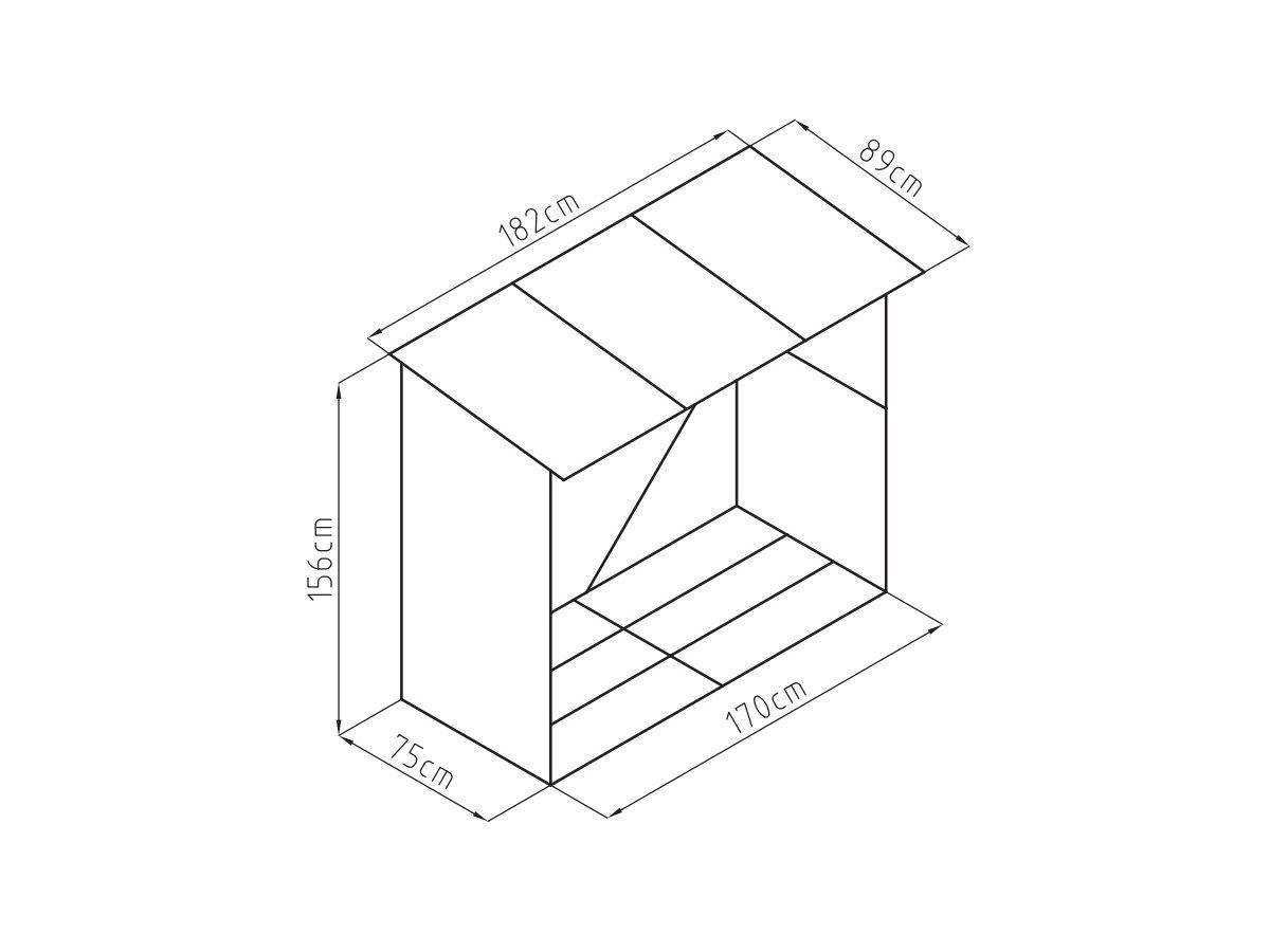 Vente-unique Abri bûches métal en acier galvanisé effet bois 1,98 m3 - 2 stères - L182 x P89 x H156cm - BIRWOOD  