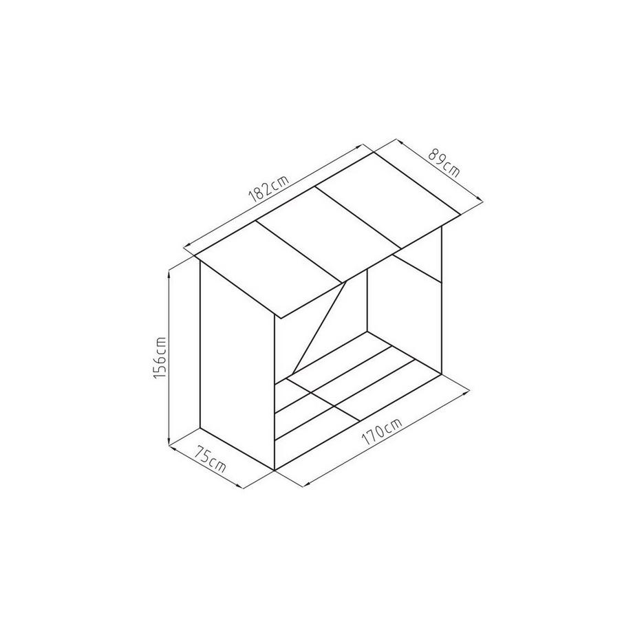 Vente-unique Casetta ceppi di legno Acciaio galvanizzato effetto Legno 1,98m3 2 steri L182xP89xH156cm - BIRWOOD  