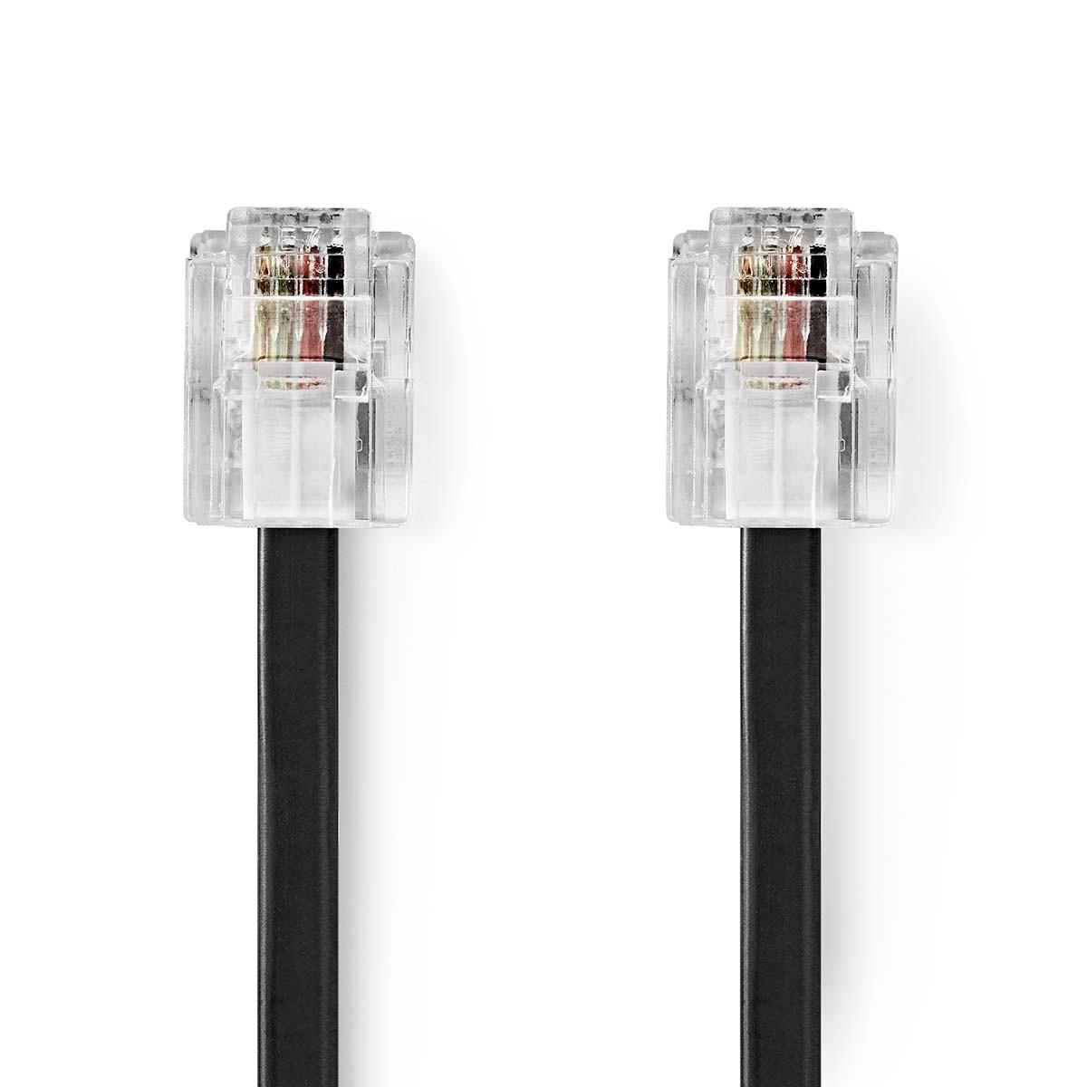 Image of Telekommunikationskabel | Rj11 Stecker | Rj11 Stecker | 2,00 M | Kabelaufbau: Flach | Beschichtung: Vergoldet | Kabeltyp: Rj11 | Schwarz Unisex ONE SIZE