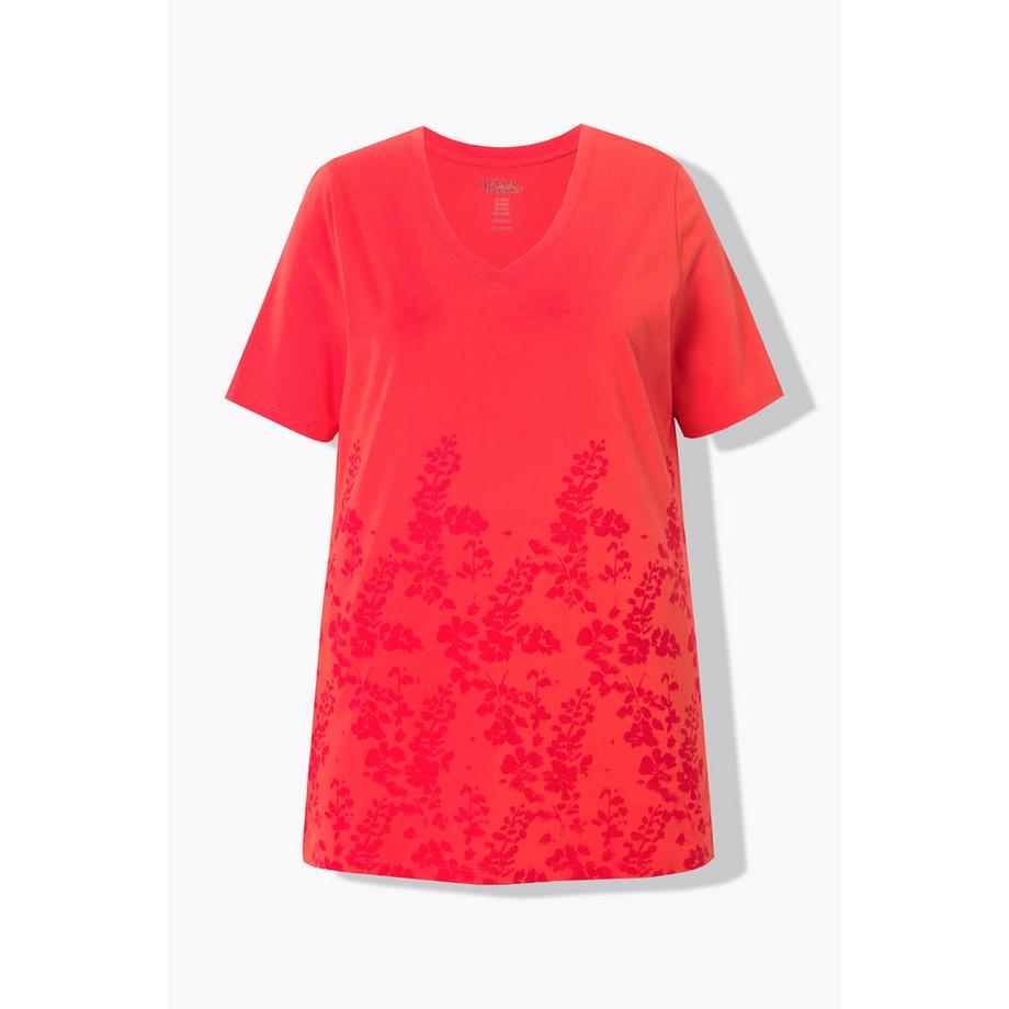 Ulla Popken A-Linie V-Ausschnitt Halbarm Longshirt  