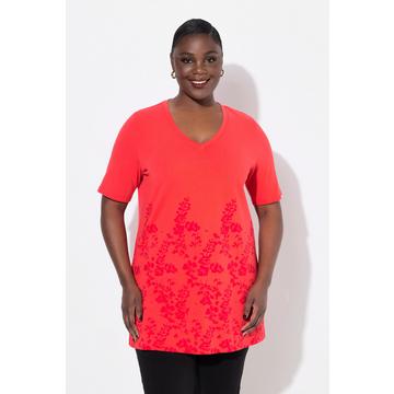 Longshirt, A-Linie, V-Ausschnitt, Halbarm