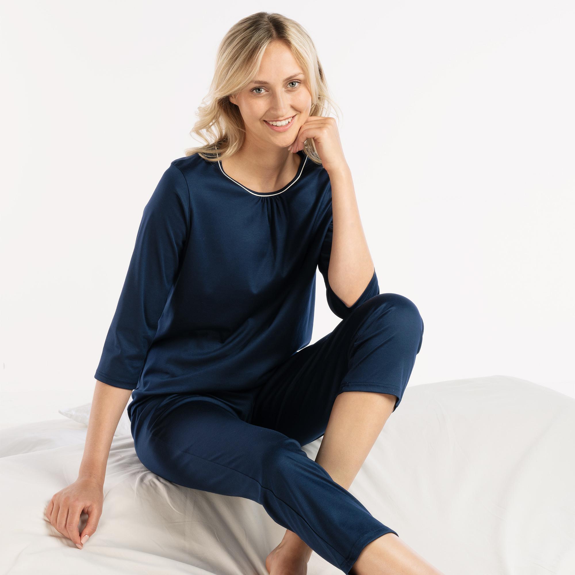 Image of Pyjama 3/4, 7/8 Hose Unisex Dunkelblau M