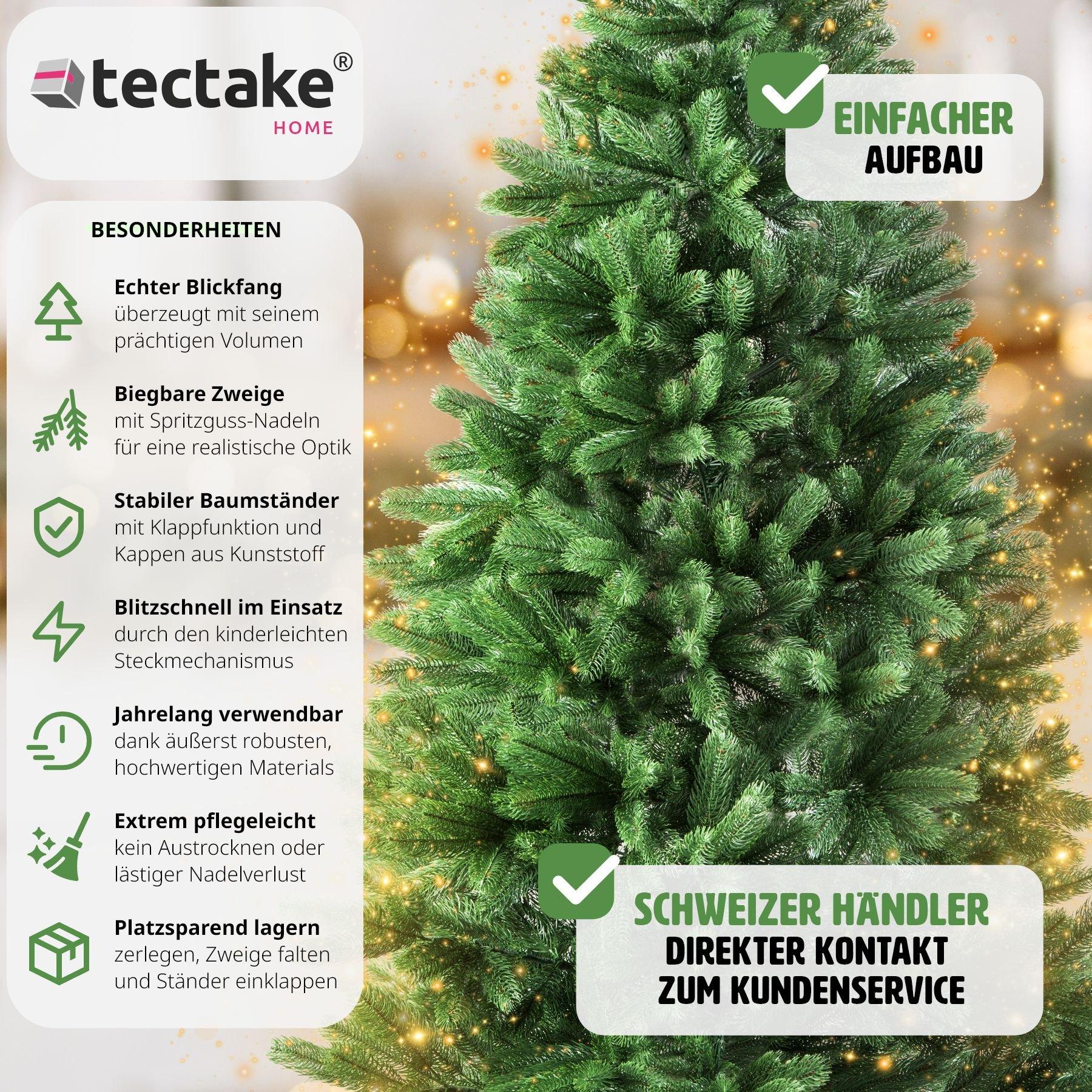 Tectake Sapin de Noël artificiel moulé par injection avec support métallique  