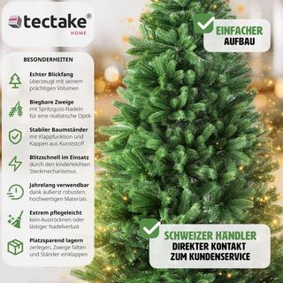 Tectake Albero di Natale artificiale con sostegno in metallo pressofusione  