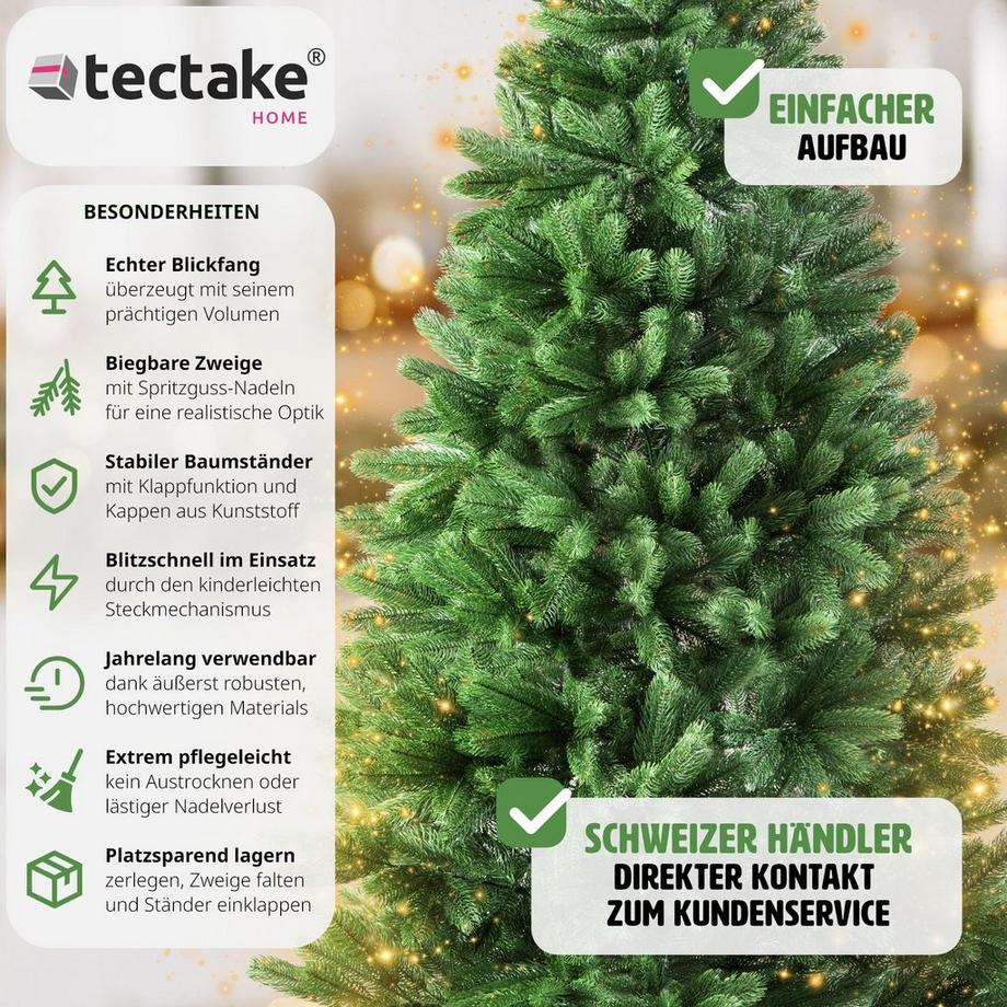Tectake Weihnachtsbaum künstlich mit Metallständer Spritzguss  