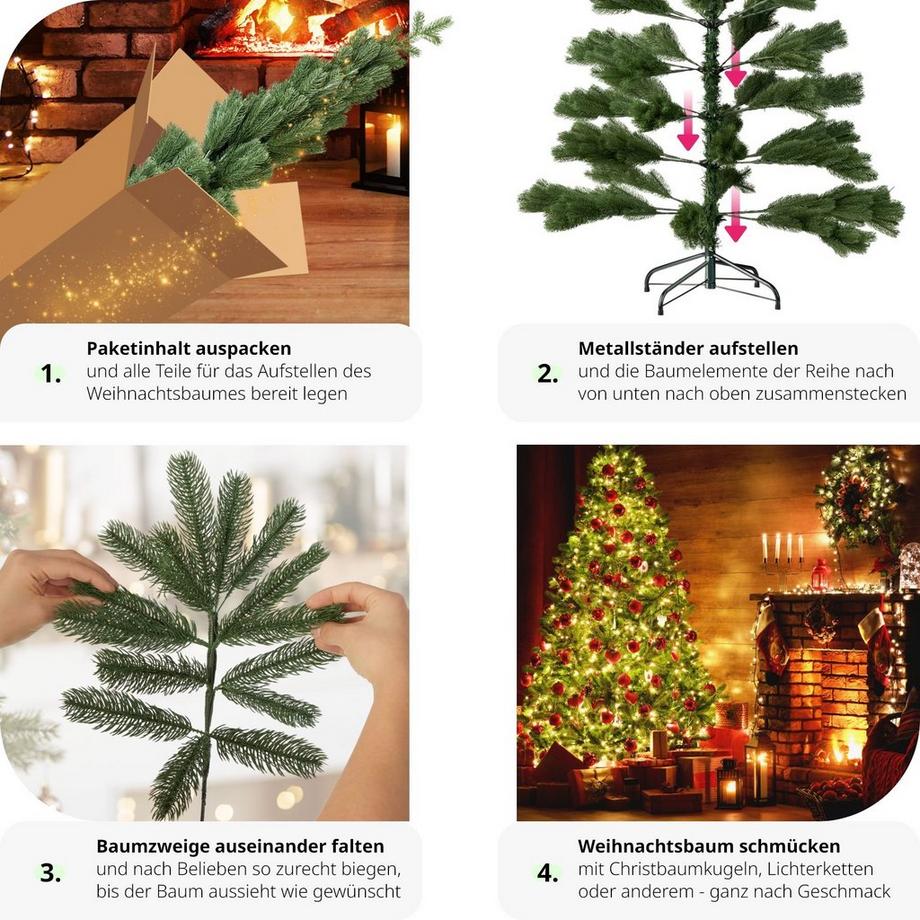 Tectake Weihnachtsbaum künstlich mit Metallständer Spritzguss  
