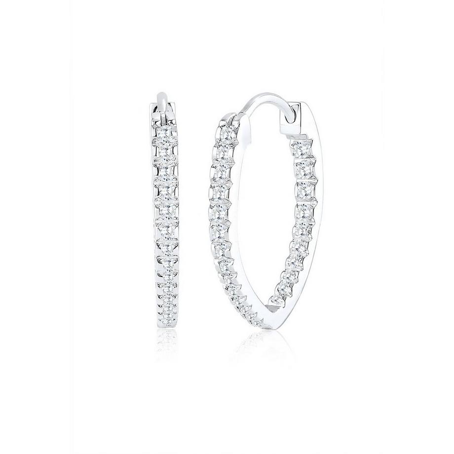 Elli  Boucles d'Oreilles Femmes Créoles Elegant Ovale Avec Cristaux De Zirconium 