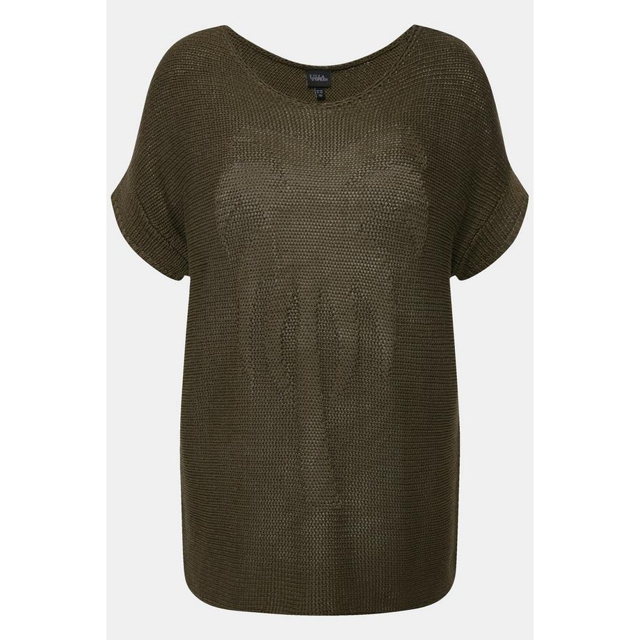 Ulla Popken Pull Oversized Manches Courtes Palmiers Encolure Bateau  