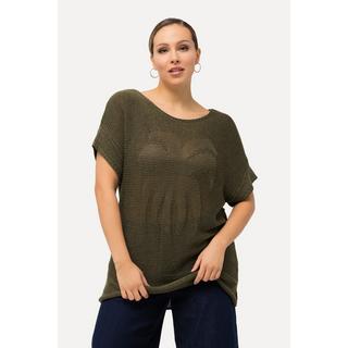 Ulla Popken  Pullover, Palmen, oversized, U-Boot-Ausschnitt, Halbarm 