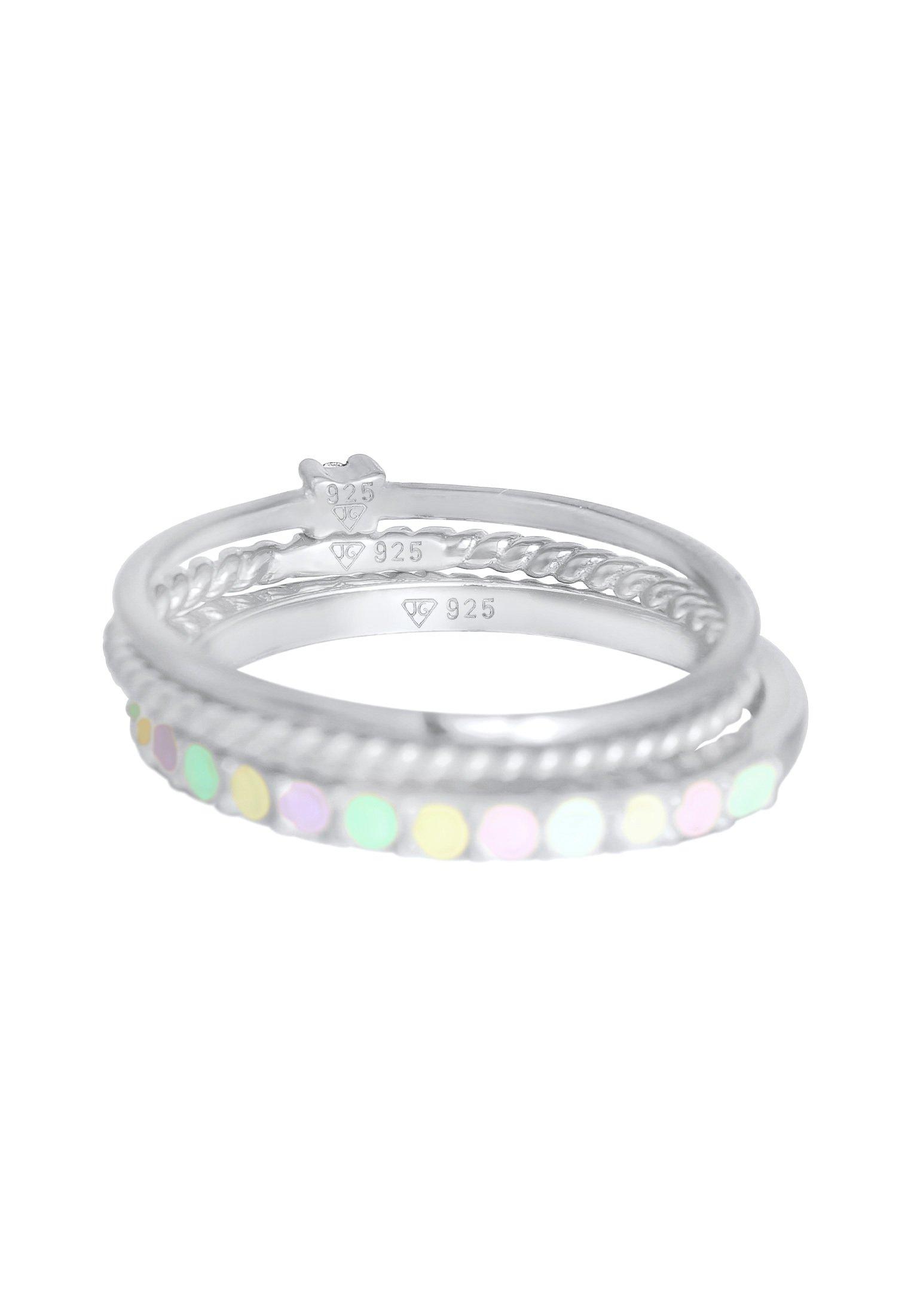 Elli  Bague Femmes Pile Set Moderne Solitaire Torsadé Tendance Multicolore 