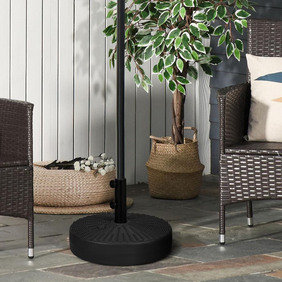 Northio Sonnenschirmständer 29Kg Schirmfuß Für Ø38/48Mm Masten, Rattanoptik, Ideal Für Garten & Balkon, Hdpe, Schwarz, Ø51X36Cm  