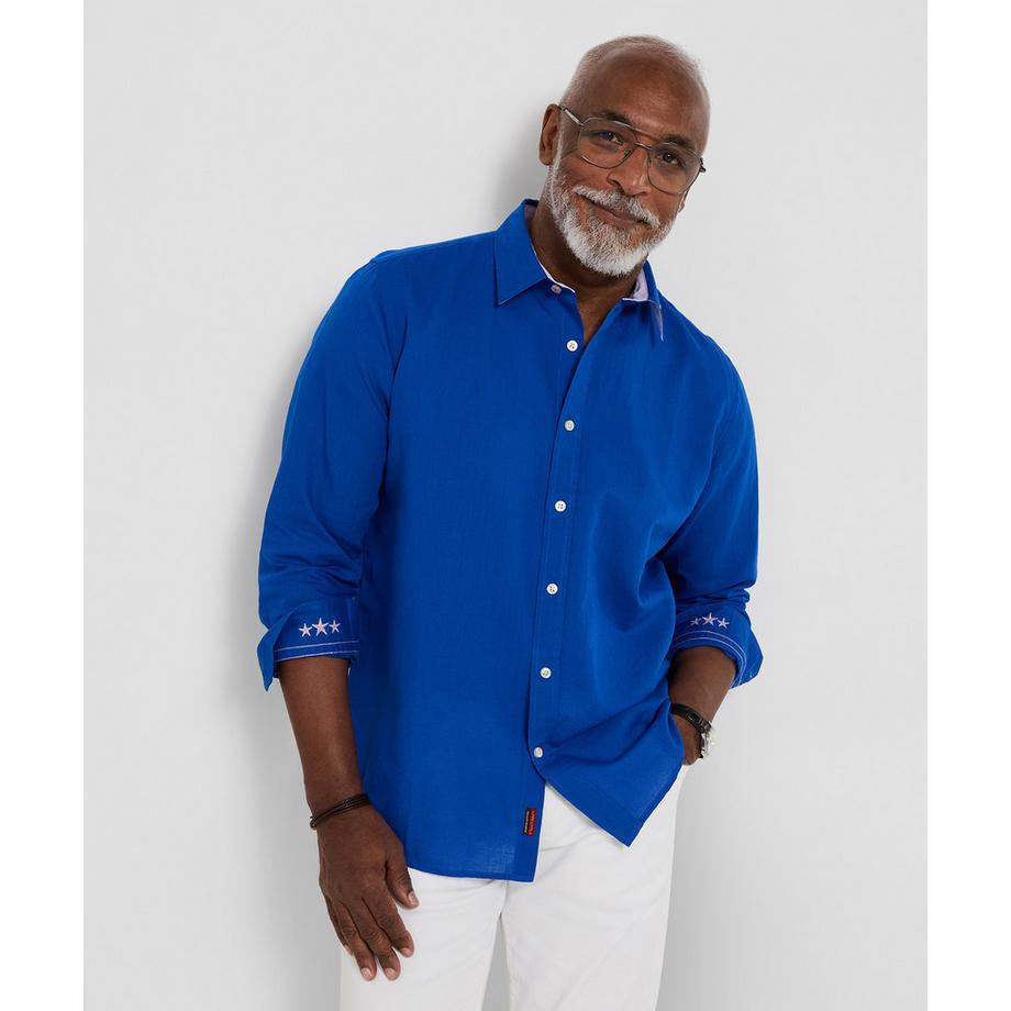 Chemise à manches longues en mélange de lin