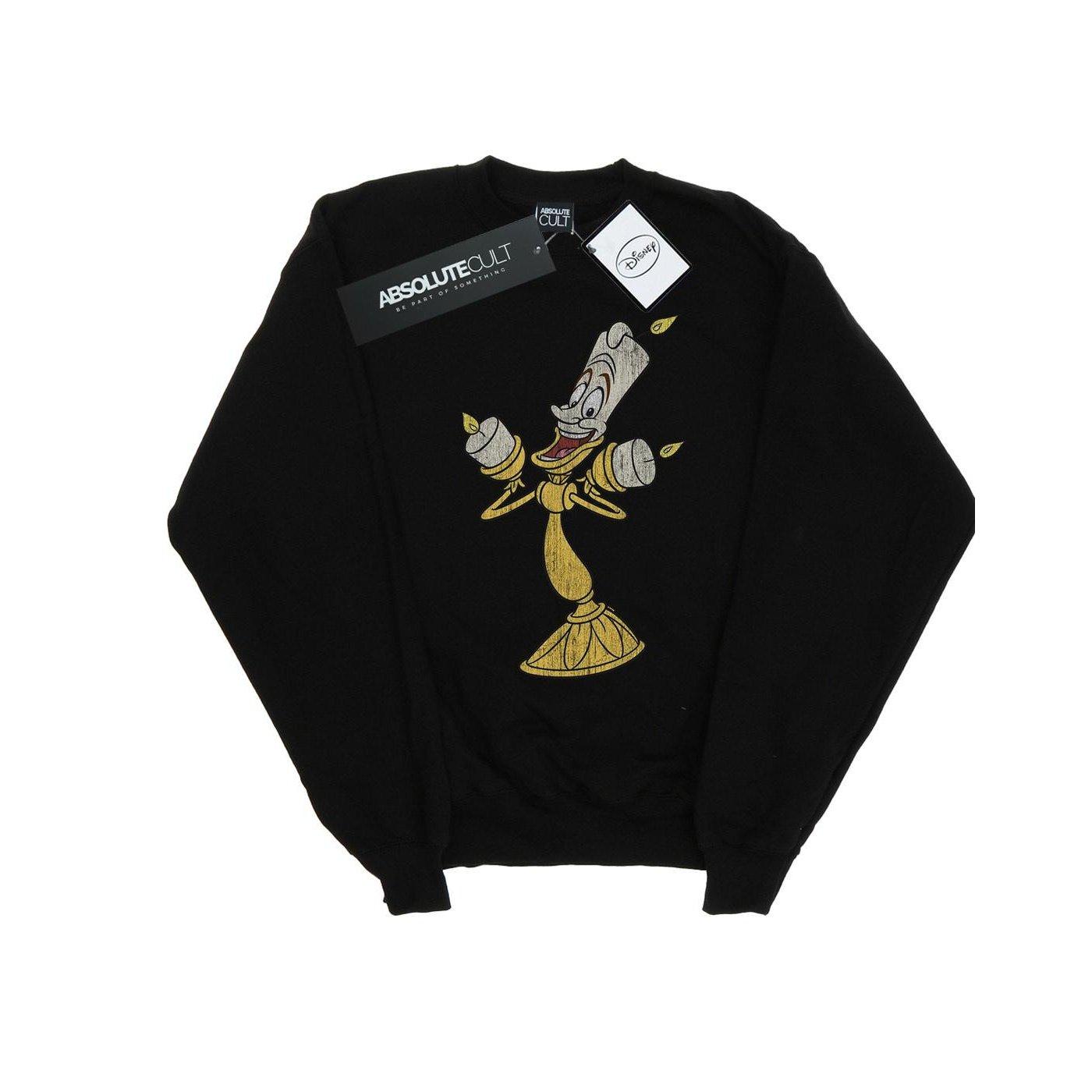 Image of Beauty And The Beast Lumiere Distressed Sweatshirt Unisex Schwarz 128