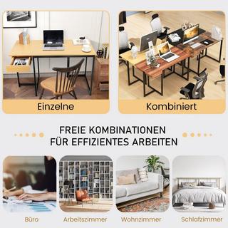 B2X Bureau d'ordinateur de 120 cm de long avec tiroir et coussinets réglables Bureau d'ordinateur naturel  