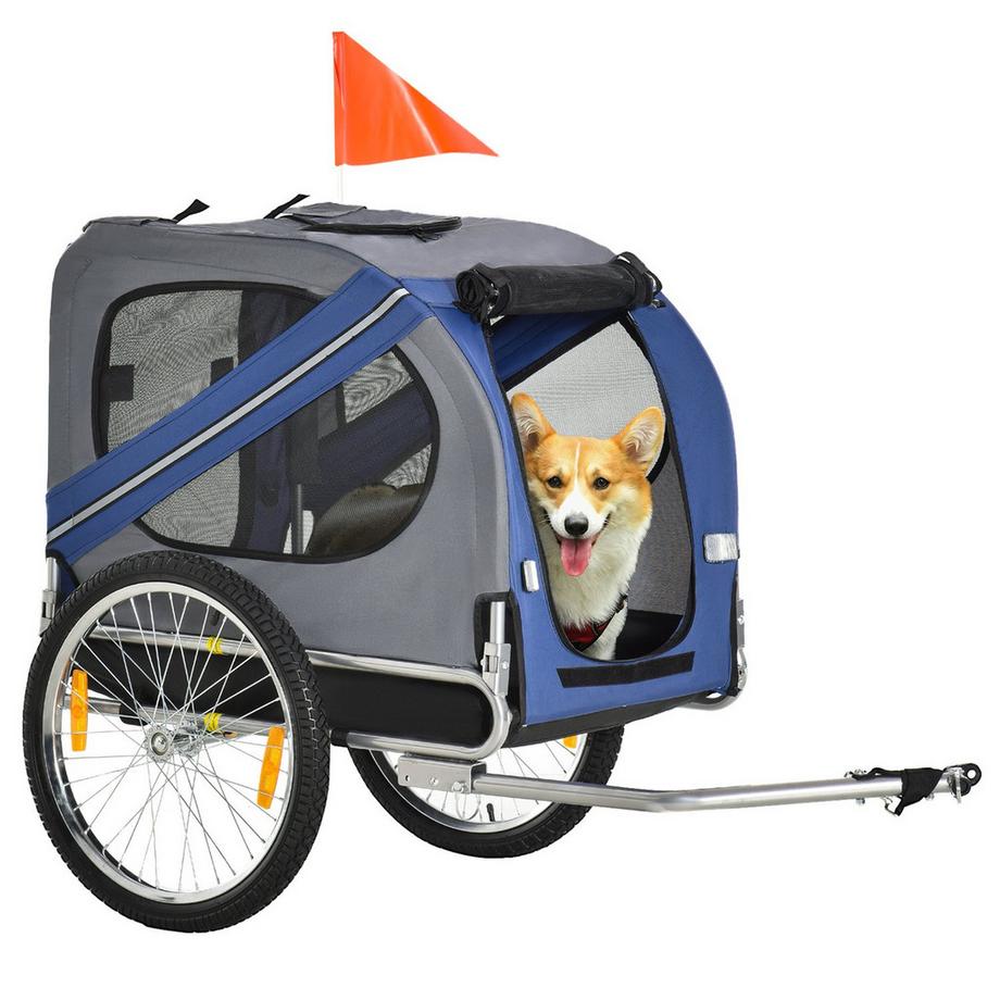 Northio  Hundeanhänger Fahrradanhänger Hundetransporter Hunde Fahrrad Anhänger Oxfordstoff Regenschutz Atmungsaktiv Blau 130 X 73 X 90 Cm 