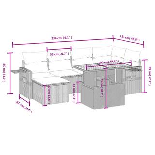 VidaXL Ensemble de canapés de jardin rotin synthétique  