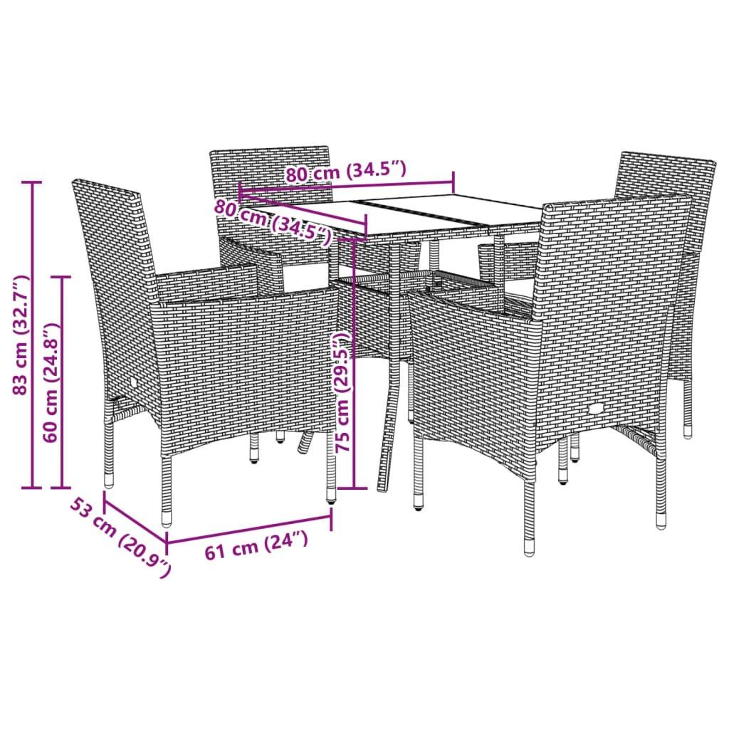 VidaXL Ensemble de salle à manger de jardin rotin synthétique  