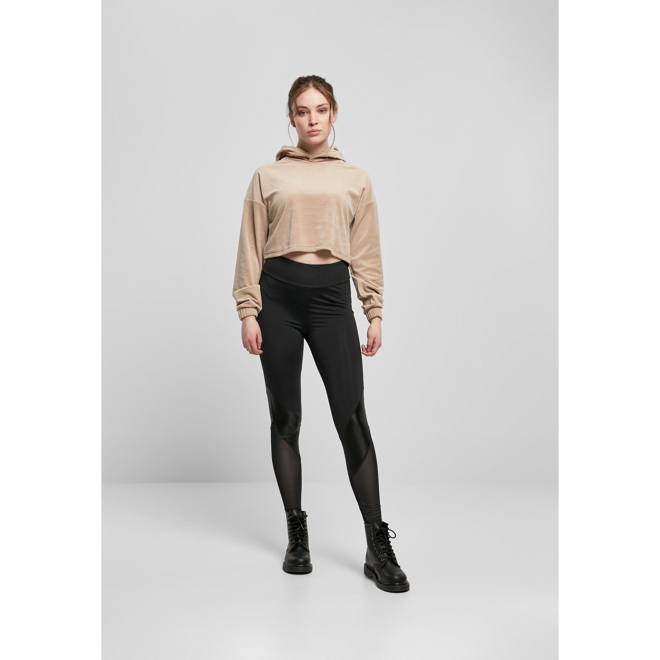 URBAN CLASSICS  felpa con cappuccio da cropped velvet oversized (gt) 