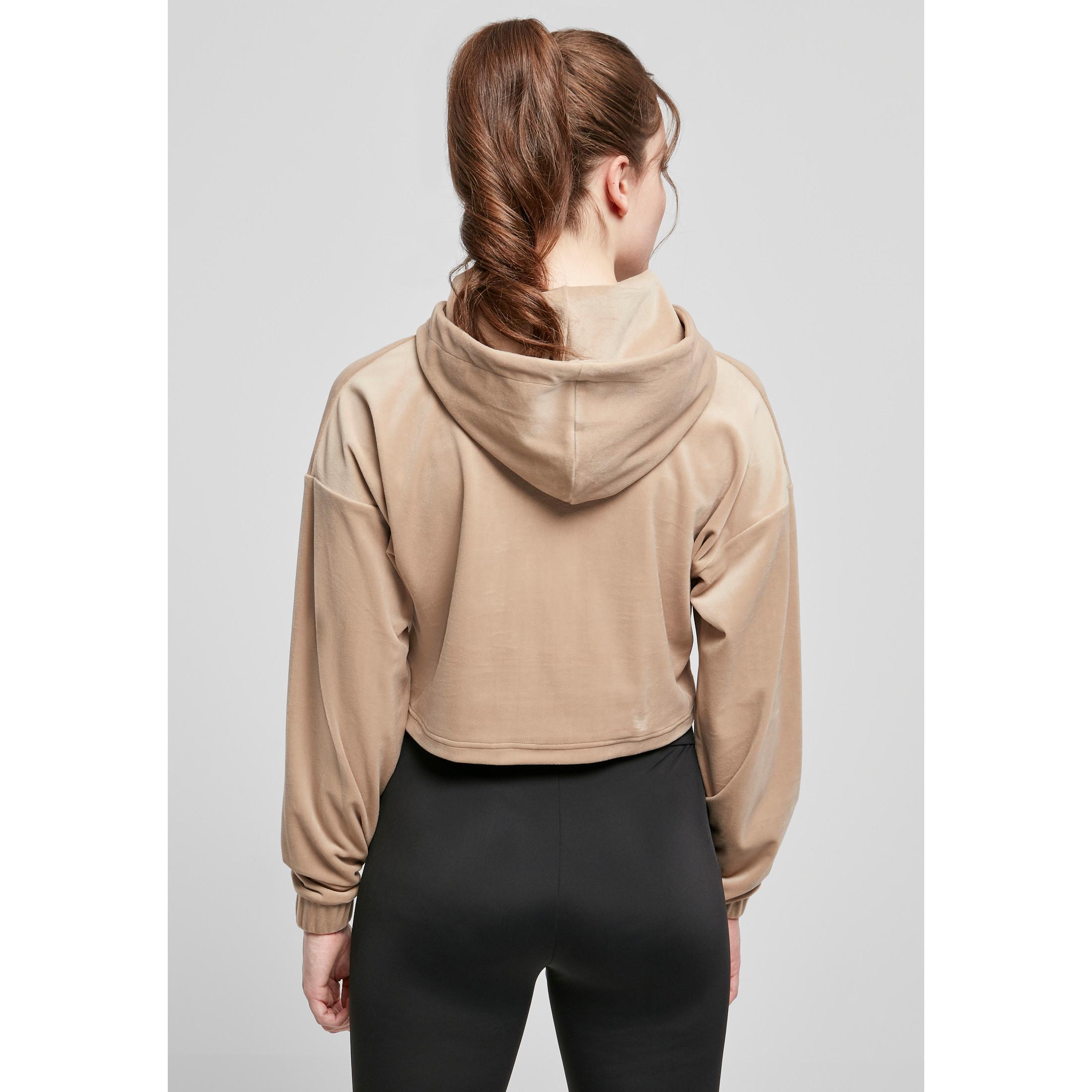 URBAN CLASSICS  felpa con cappuccio da cropped velvet oversized (gt) 