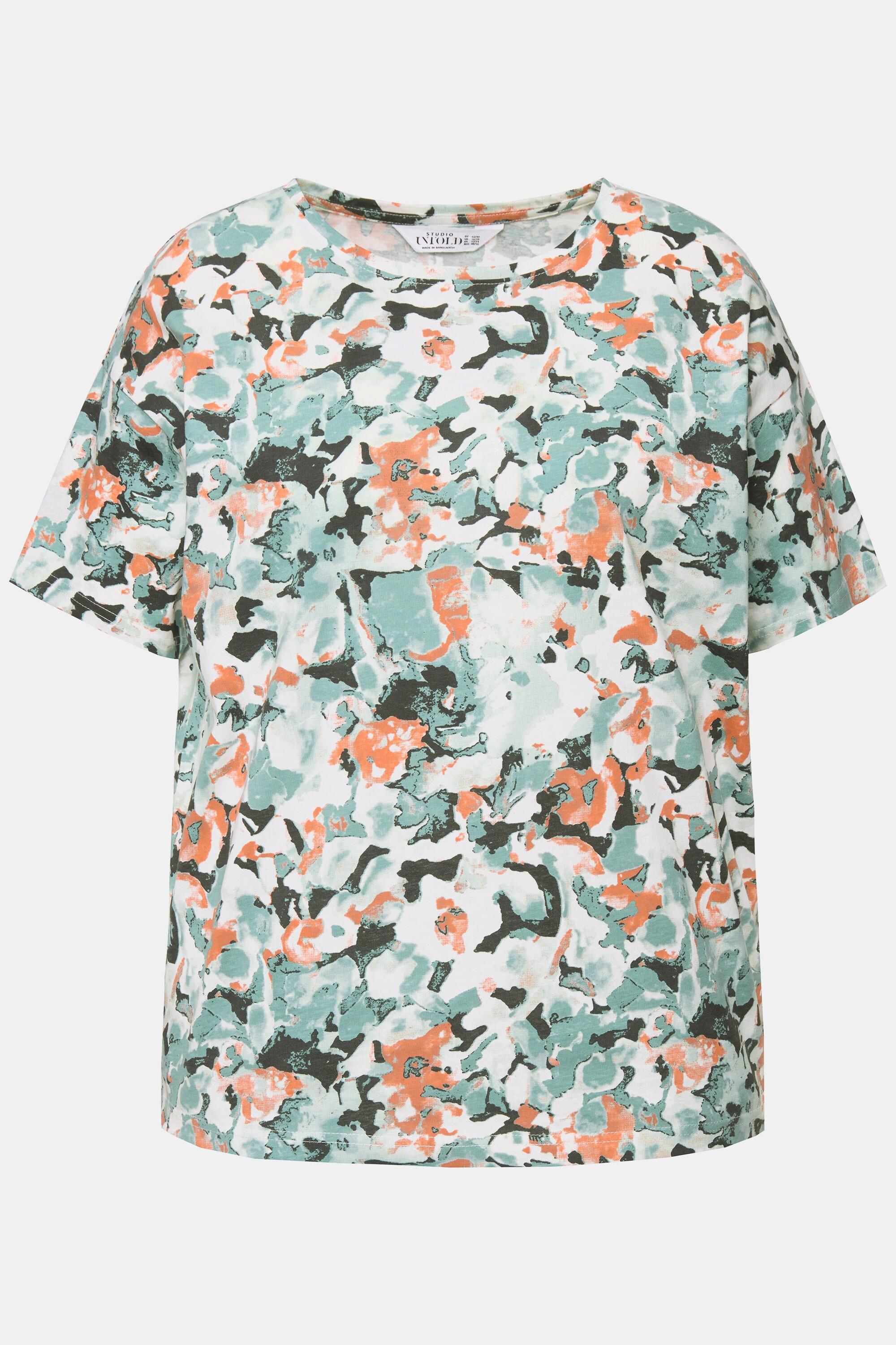 Studio Untold  T-shirt a effetto acquarello e scollo a girocollo verde militare 