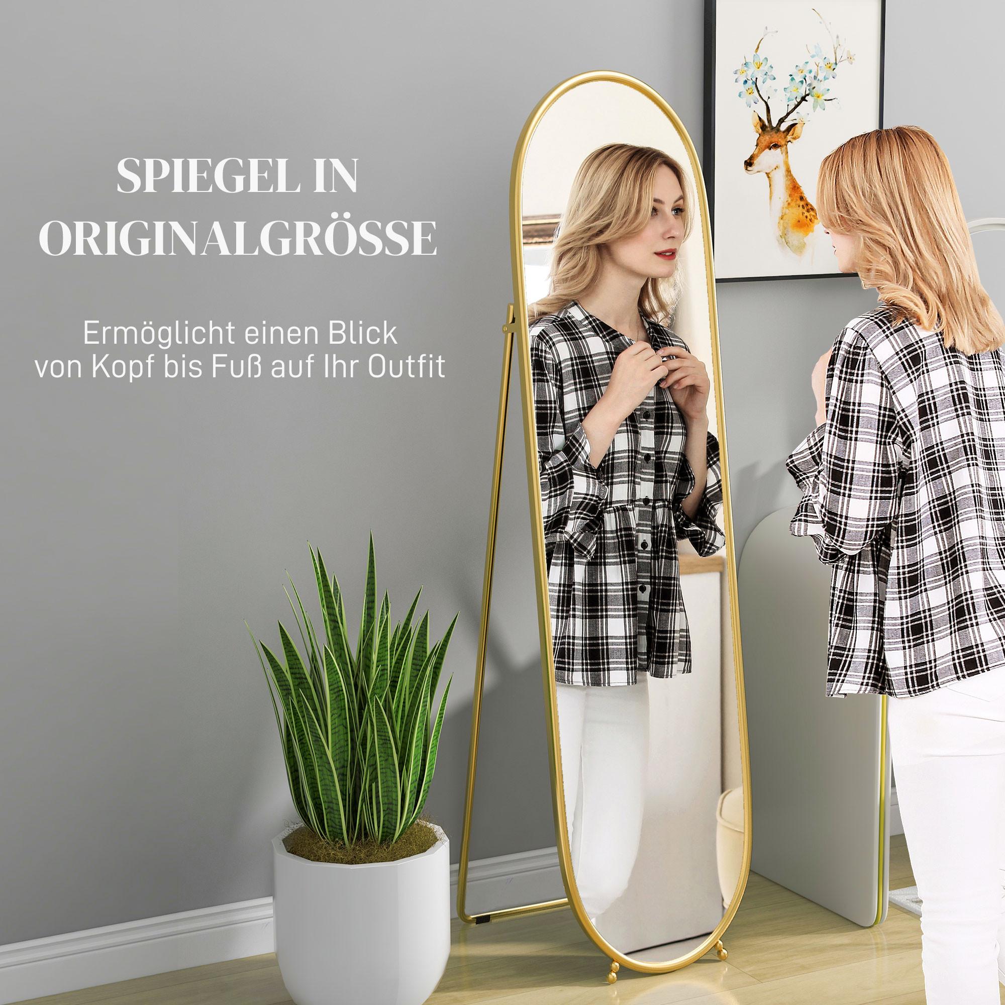 HOMCOM Miroir ovale sur pied pour salon  