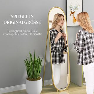 HOMCOM Miroir ovale sur pied pour salon  