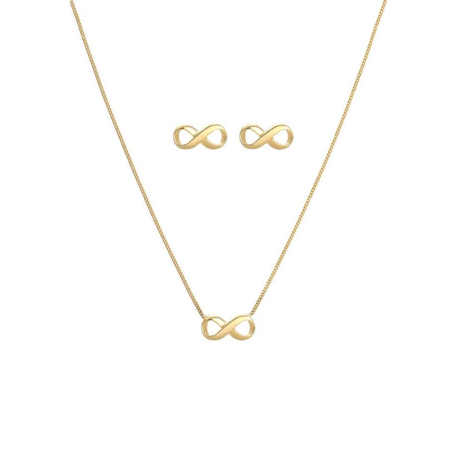 Elli  Schmuckset Kette Stecker Infinity Symbol Endlos 925 Silber 