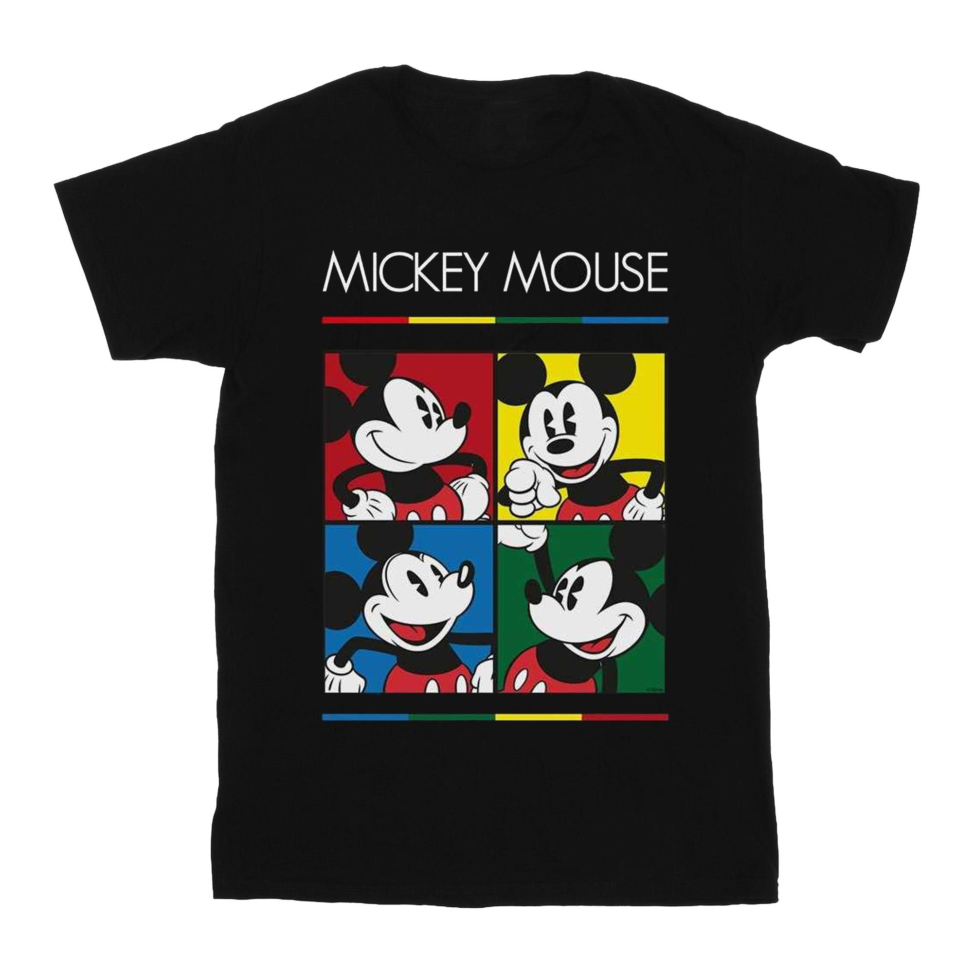 Image of Mickey Mouse Square Colour Tshirt Unisex Schwarz 152-158