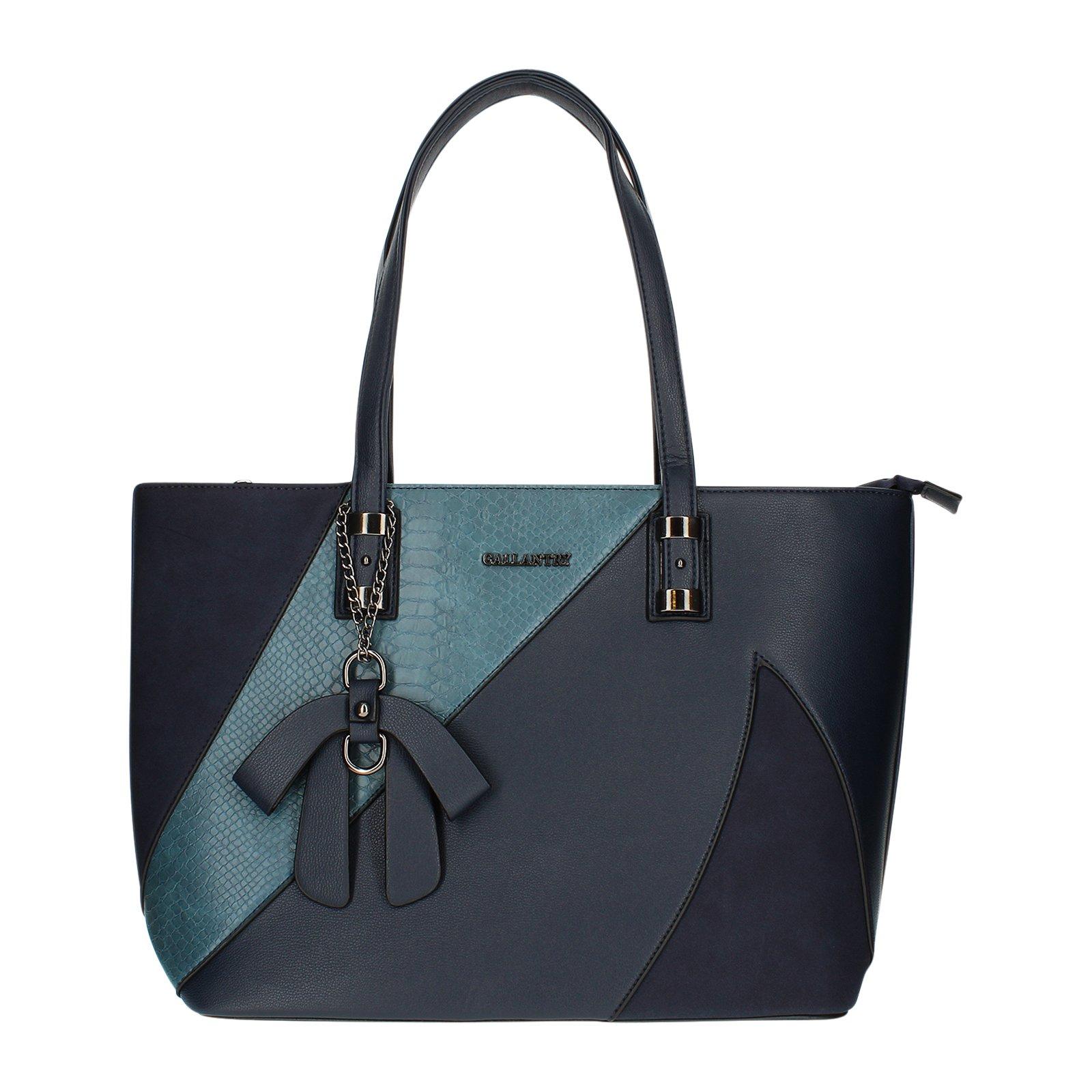 Gallantry  Borsa shopper serpente scamosciata blu 