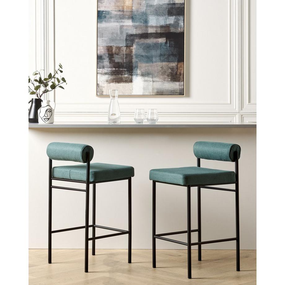 Beliani Lot de 2 chaises de bar en Tissu Moderne AMAYA  