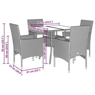 VidaXL Ensemble de salle à manger de jardin rotin synthétique  