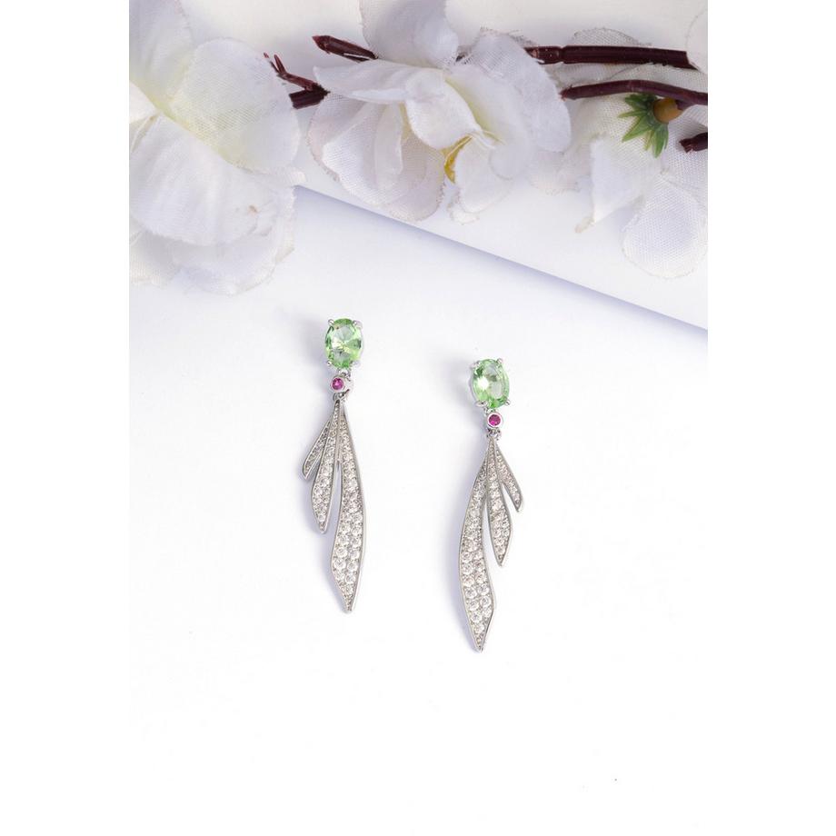 AVANT-GARDE PARIS  Silberfarbene Feder-Tropfenohrringe 