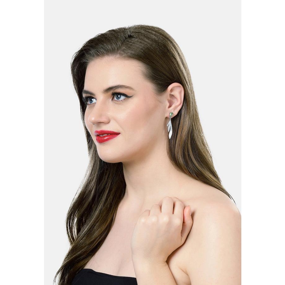 AVANT-GARDE PARIS  Silberfarbene Feder-Tropfenohrringe 