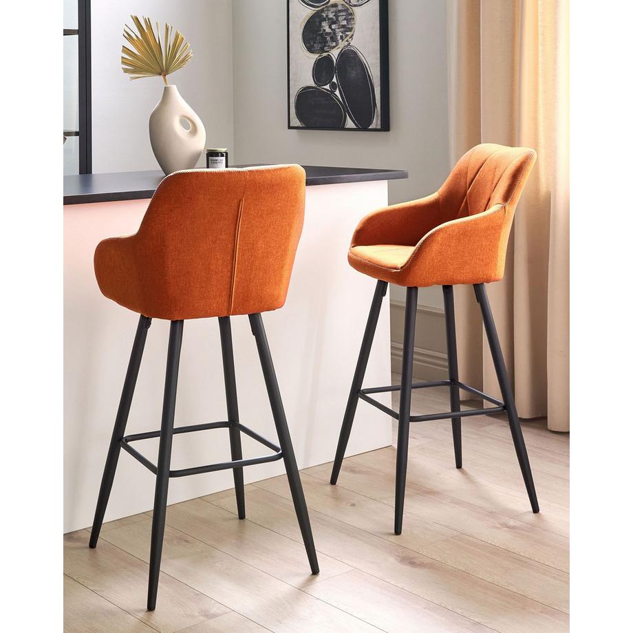 Beliani Lot de 2 chaises de bar en Tissu Rétro DARIEN  
