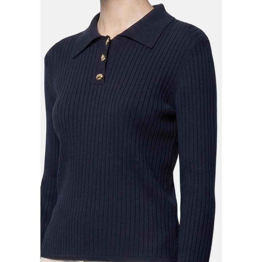 Roberta Rossi Pullover collo polo a coste  