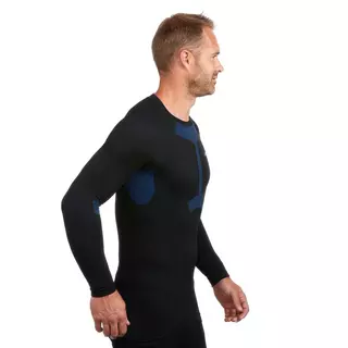 WEDZE Sous-vêtement thermique de ski seamless homme BL 580 I-Soft haut -  noir/bleu