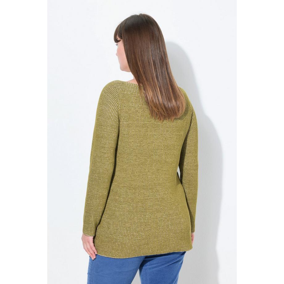 Ulla Popken Pullover Scollo a Barca Maniche Lunghe Cotone Biologico  