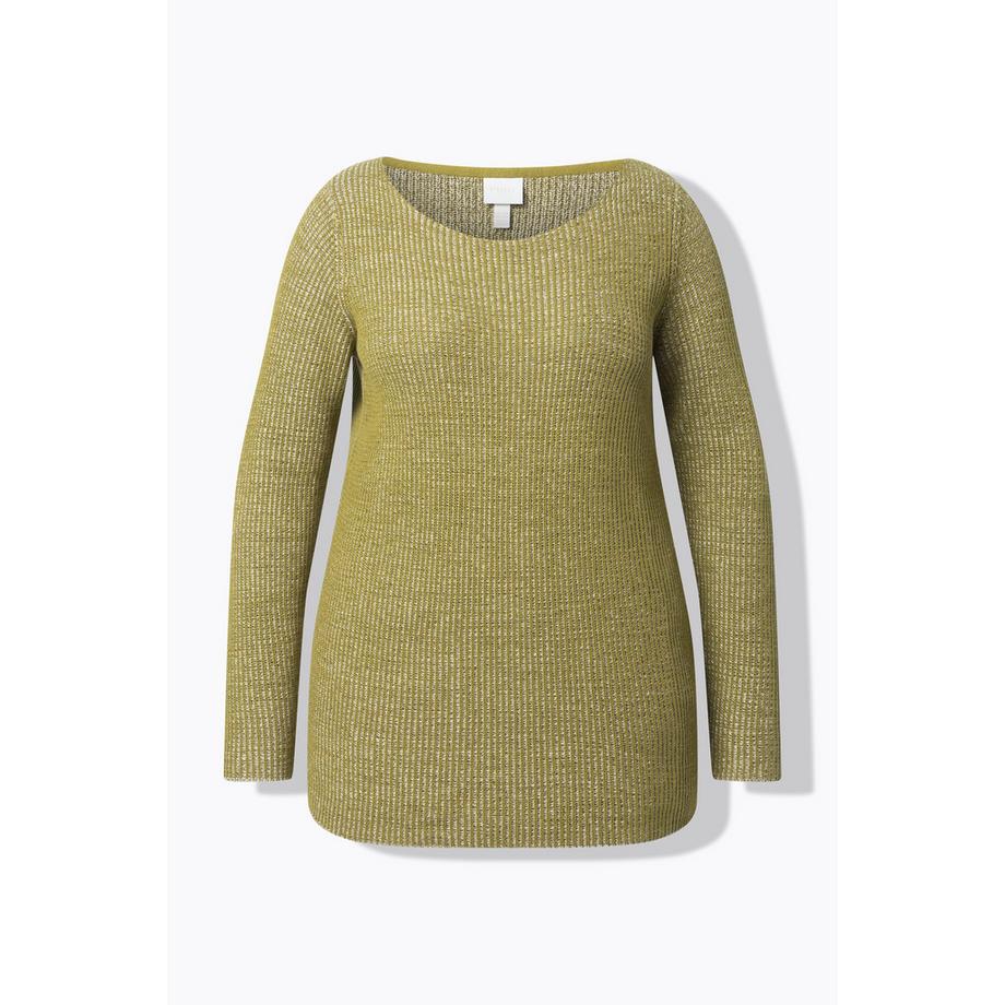 Ulla Popken Pullover Scollo a Barca Maniche Lunghe Cotone Biologico  