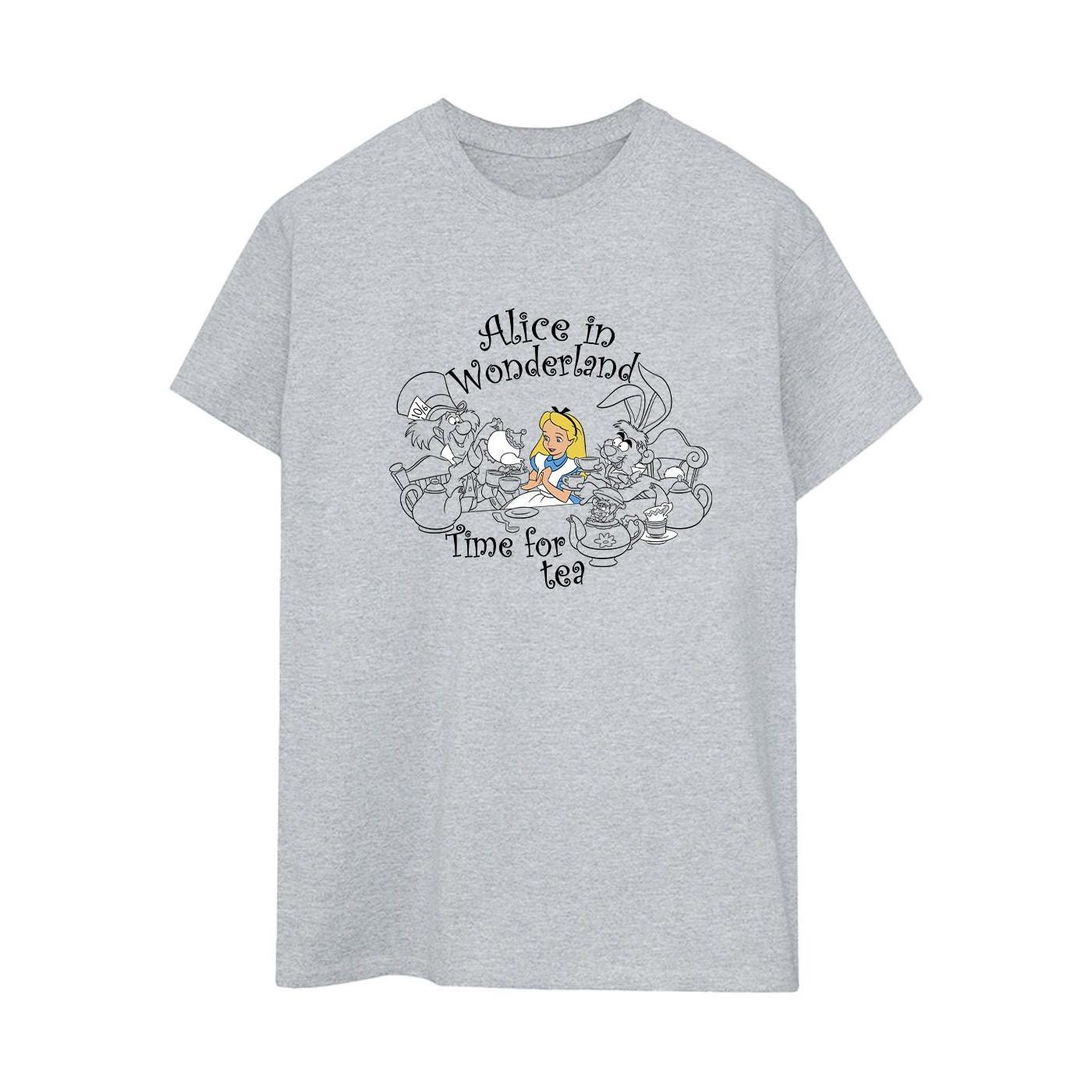 Image of Alice In Wonderland Time For Tea Tshirt Damen Grau 3XL