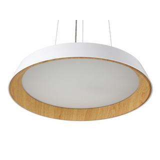 Vente-unique LED-Deckenleuchte aus Metall & Aluminium - D 45 cm - Weiß & Holzfarben - DERRY  