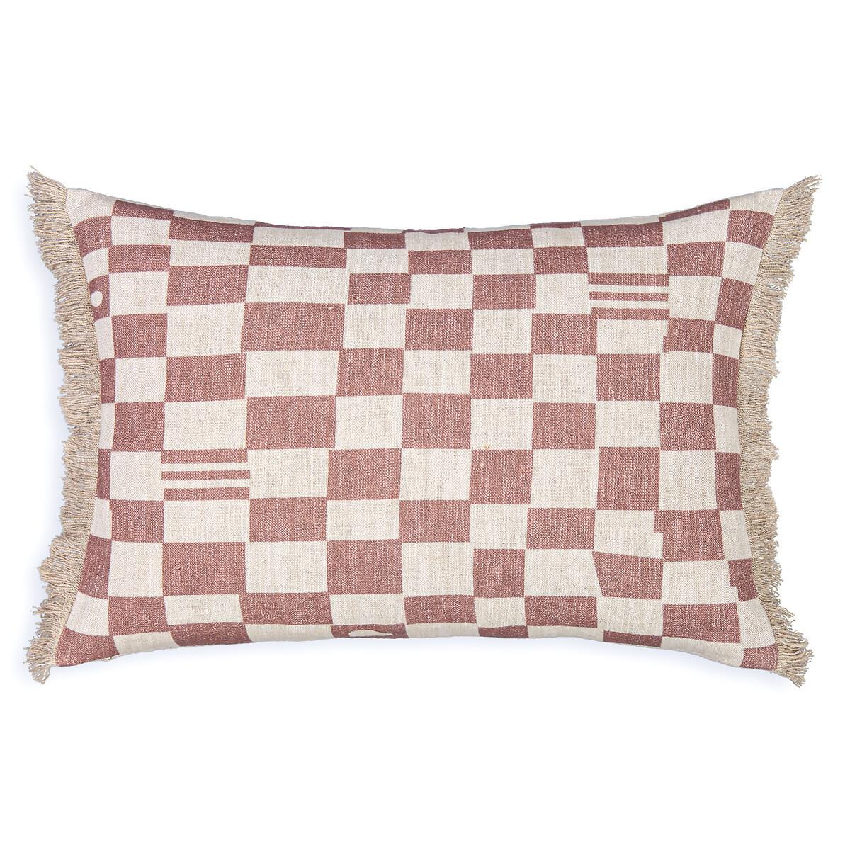 AM.PM Housse de coussin damier en lin et coton  