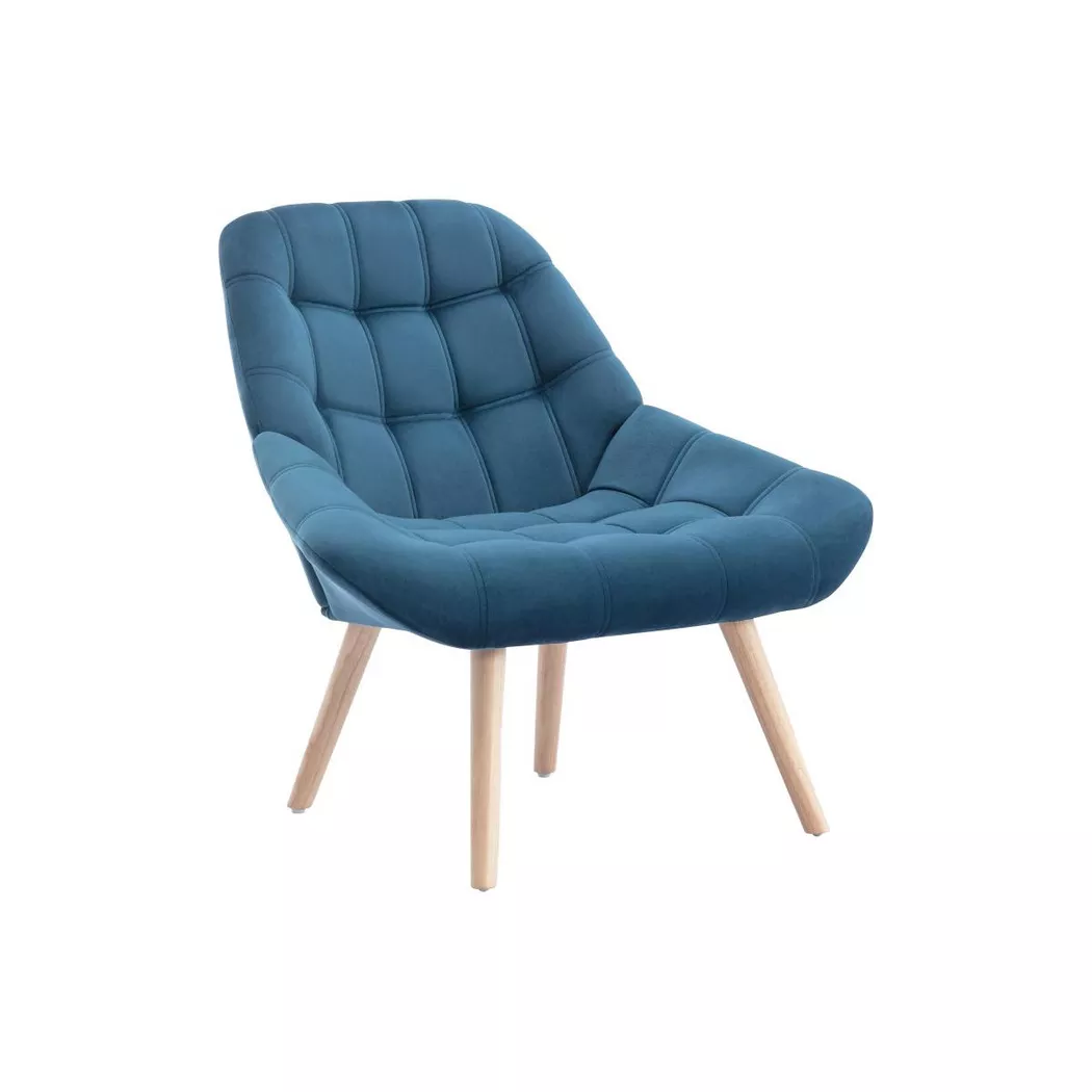 Vente-unique - Fauteuil en velours bleu canard luosto