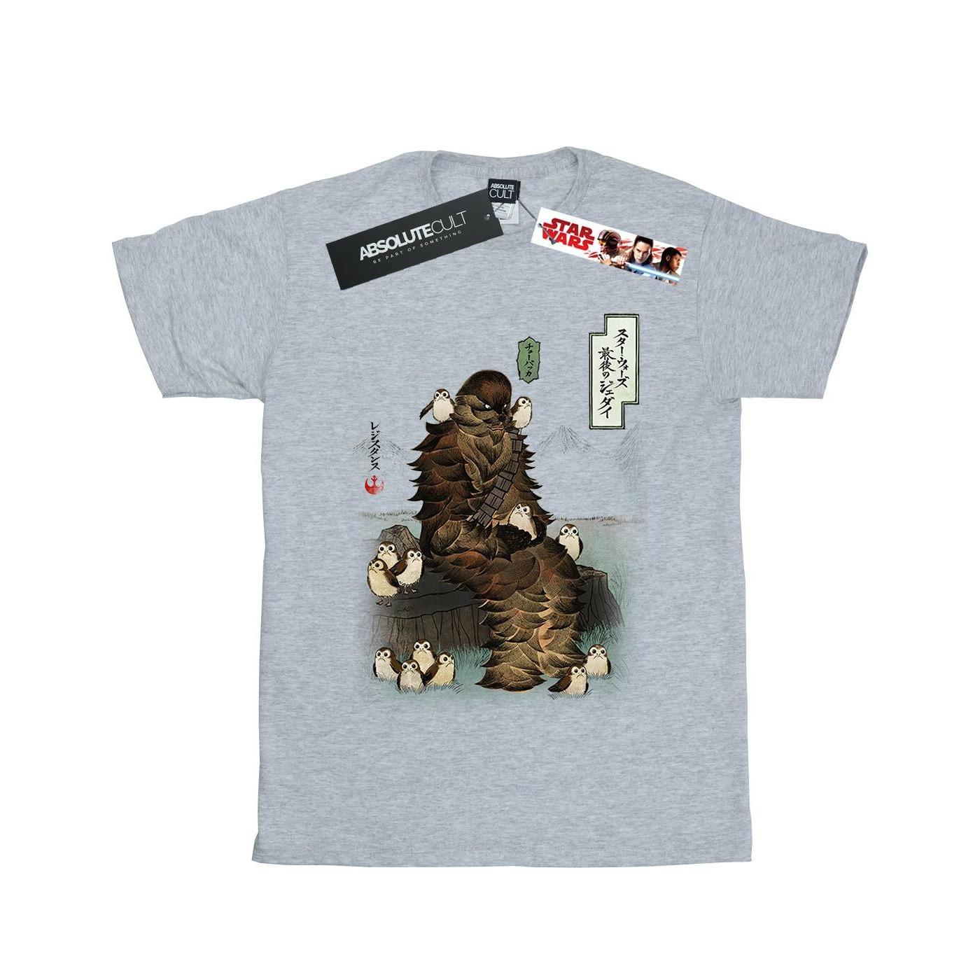 Image of The Last Jedi Japanese Chewbacca Porgs Tshirt Damen Grau M