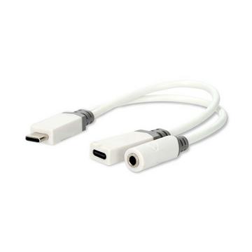 Adaptateur USB-C™ | USB 2.0 | USB-C™ mâle | USB-C™ femelle / 3.5 mm femelle | 0.10 m | Rond | Plaqué or | PVC | Blanc | Boîte