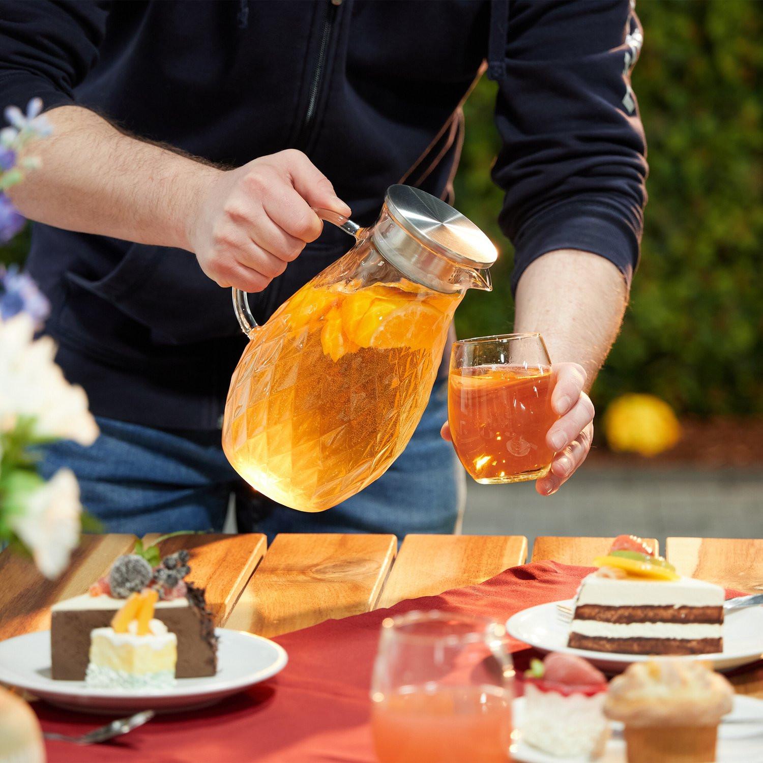 Northio Glaskaraffe mit Deckel 2 l  